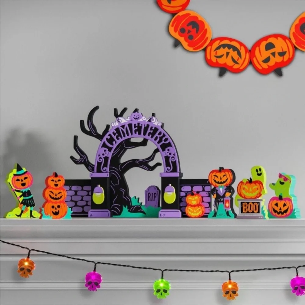 Target Hyde & EEK! Halloween Pumpkin and Ghost Wooden Characters Mantle Decor